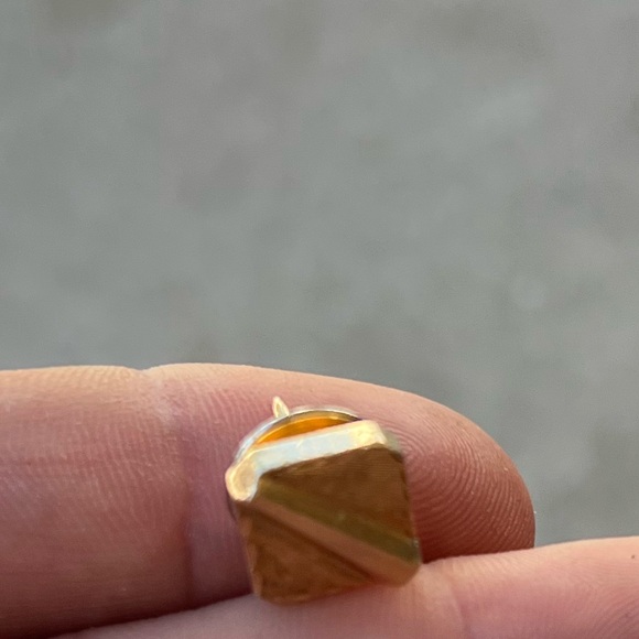 Solid 14k Yellow Gold Square Striped Tie Tack Pin Vintage 2.8 Grams Stamped - Picture 4 of 14